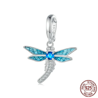 1 Piece 925 Sterling Silver Zircon Insect Dragonfly Pendant Jewelry Accessories