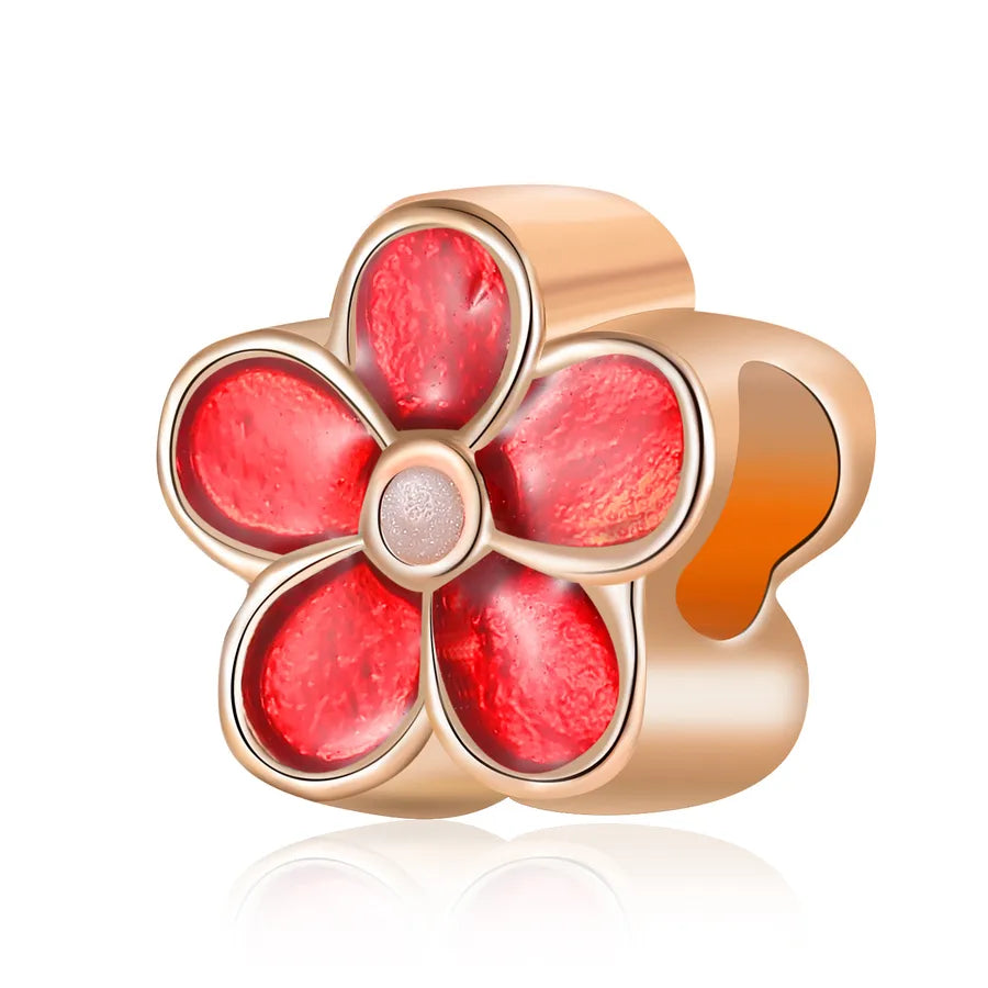 1 Piece 1.2*1.2*0.8cm Alloy Flower Pendant Beads