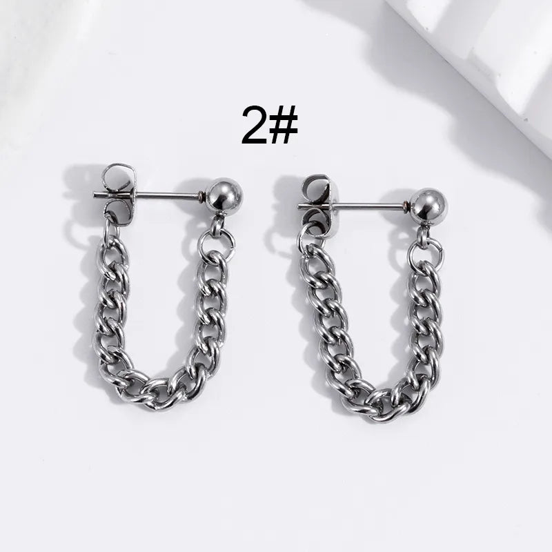 1 Pair Hip-Hop Geometric Cross Feather Plating 316 Stainless Steel  Earrings