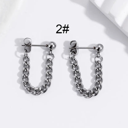 1 Pair Hip-Hop Geometric Cross Feather Plating 316 Stainless Steel  Earrings