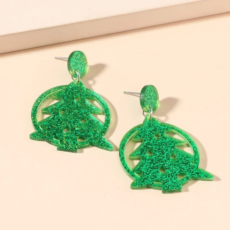1 Pair Cute Christmas Tree Elk Arylic Drop Earrings