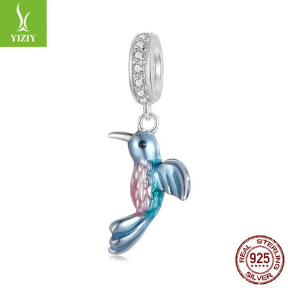 1 Piece 925 Sterling Silver White Gold Plated Butterfly Bird DIY Jewelry Accessories Pendant Beads