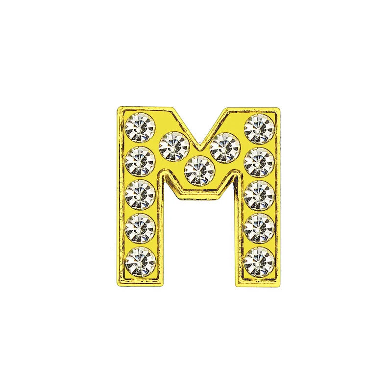 1 Piece 12mm Hole 6~9.9mm Alloy Rhinestones Letter DIY Ornament Accessories Beads