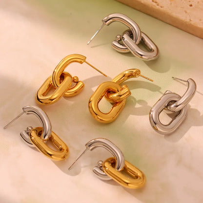 1 Pair Casual Elegant Hip-Hop Geometric Polishing Plating 304 Stainless Steel 18K Gold Plated Earrings