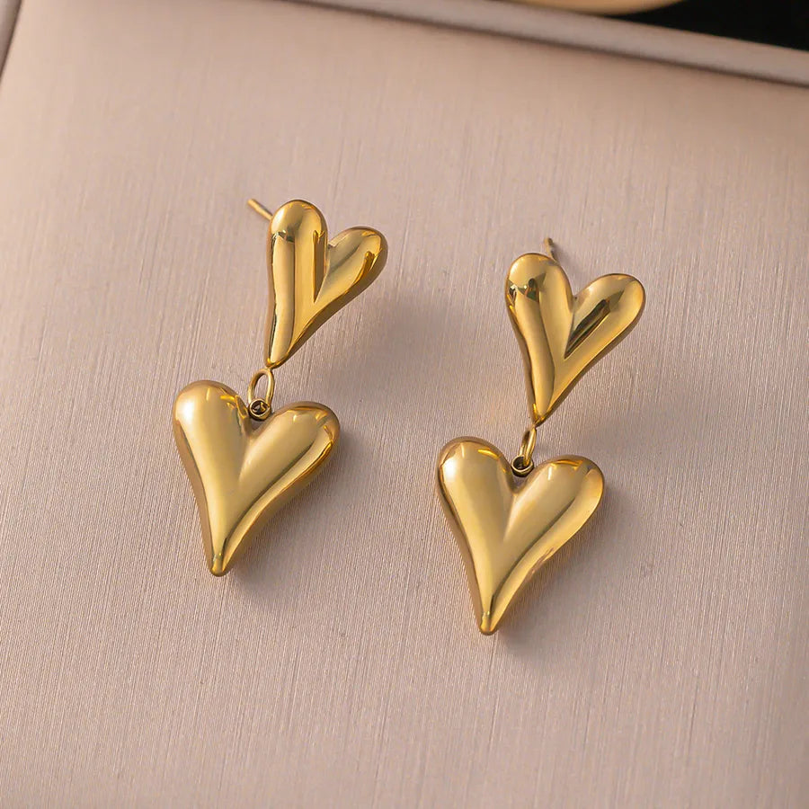 1 Pair IG Style Elegant Vintage Style Heart Shape Flower Butterfly 304 Stainless Steel Drop Earrings Ear Studs