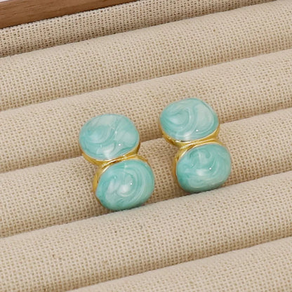 1 Pair Elegant Lady Simple Style Square 304 Stainless Steel 18K Gold Plated Ear Studs