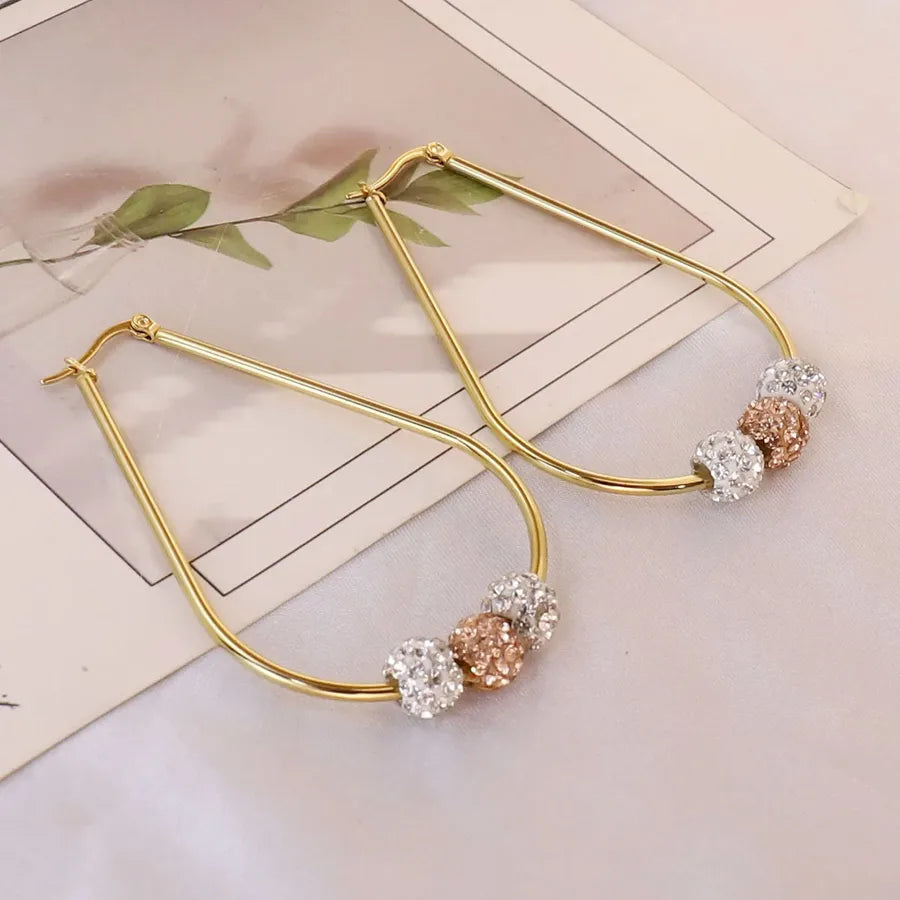 1 Pair Elegant Lady Simple Style Water Droplets 304 Stainless Steel 18K Gold Plated Earrings