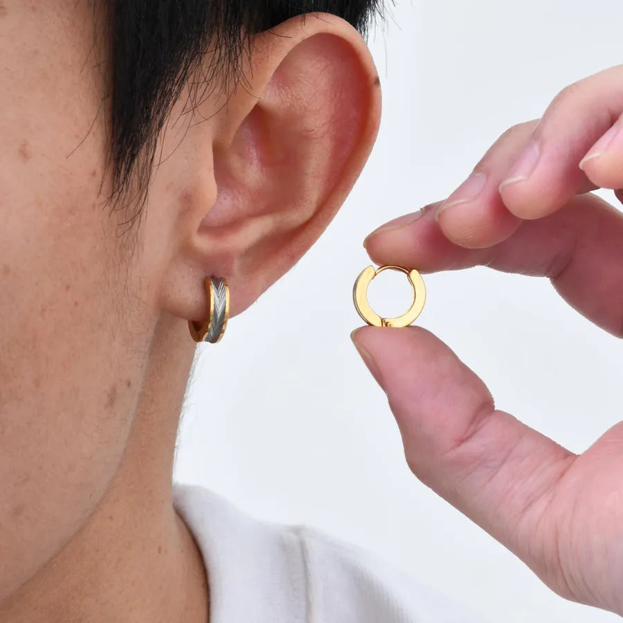 1 Pair Commute Solid Color Plating 201 Stainless Steel 18K Gold Plated Earrings