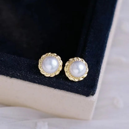 1 Pair Freshwater pearl earrings Pearl Ear Studs