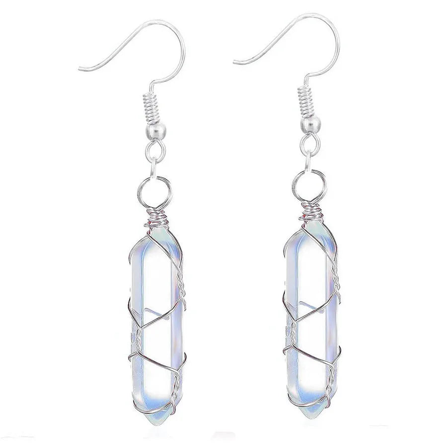 1 Pair Casual Simple Style Geometric natural stone Crystal Iron Drop Earrings