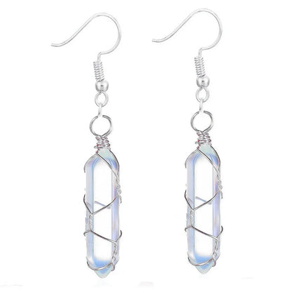 1 Pair Casual Simple Style Geometric natural stone Crystal Iron Drop Earrings