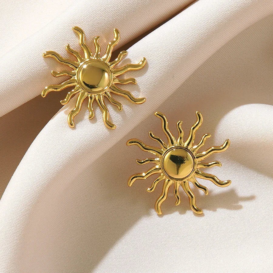 1 Pair Casual Vacation Streetwear Sun 304 Stainless Steel Imitation Gold  Ear Studs