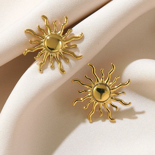 1 Pair Casual Vacation Streetwear Sun 304 Stainless Steel Imitation Gold  Ear Studs