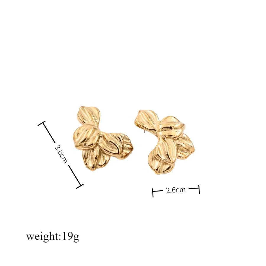 1 Pair Glam Cute Vintage Style Flower Polishing 304 Stainless Steel 18K Gold Plated Butterfly Backs Ear Studs