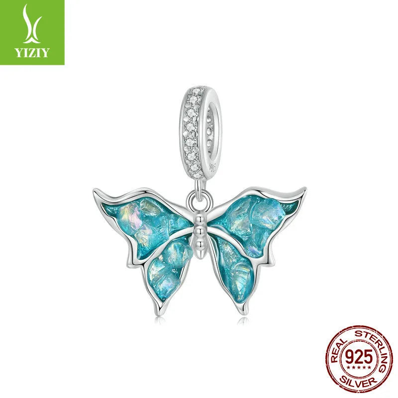 1 Piece 925 Sterling Silver White Gold Plated Butterfly Bird DIY Jewelry Accessories Pendant Beads