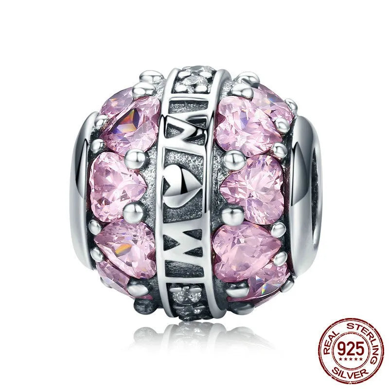 1 Piece 925 Sterling Silver Zircon Letter Heart Shape Butterfly Polished Pendant Beads Jewelry Accessories