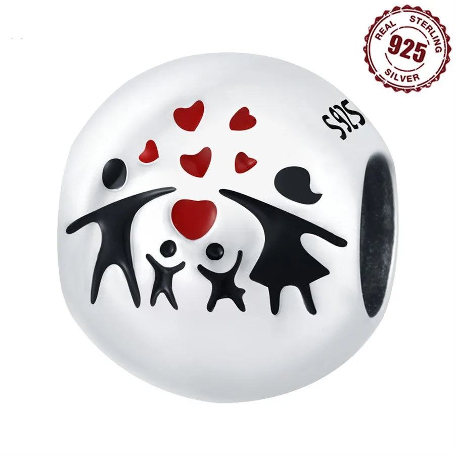 1 Piece 925 Sterling Silver Zircon Human Heart Shape Polished Pendant Beads Jewelry Accessories