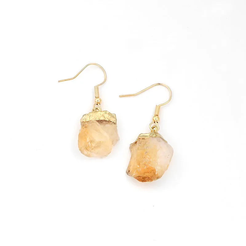 1 pair lady vacation water droplets natural stone copper drop earrings