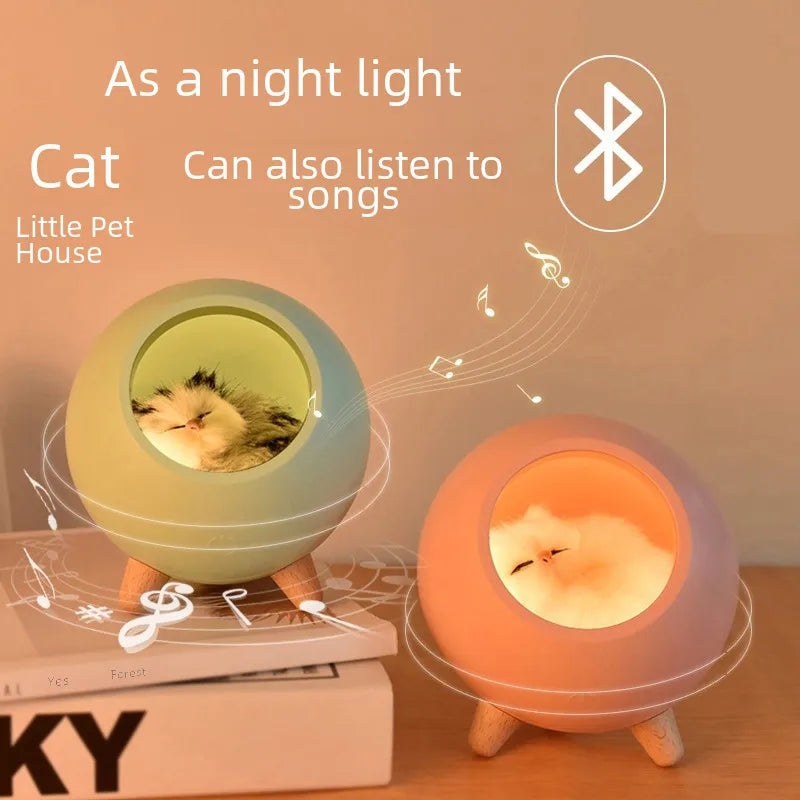 Cute little pet house night light usb rechargeable headlamp children's bedroom Bluetooth speaker led bedside table lamp desktop