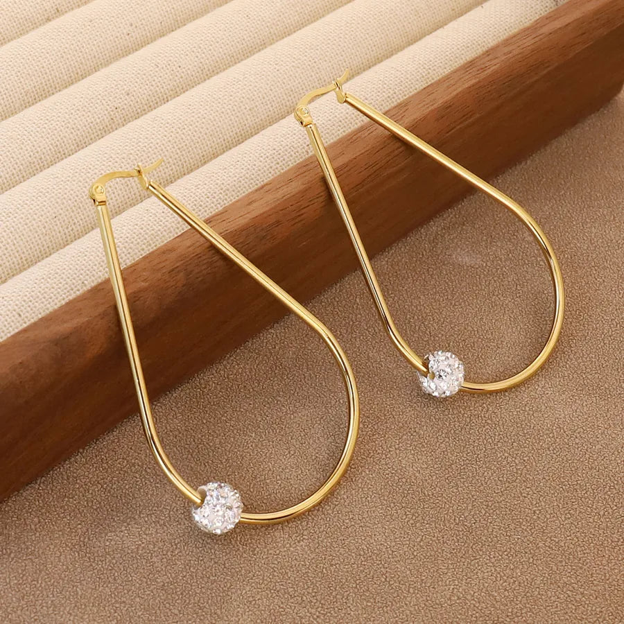 1 Pair Simple Style Water Droplets Heart Shape Flower 304 Stainless Steel 18K Gold Plated Earrings