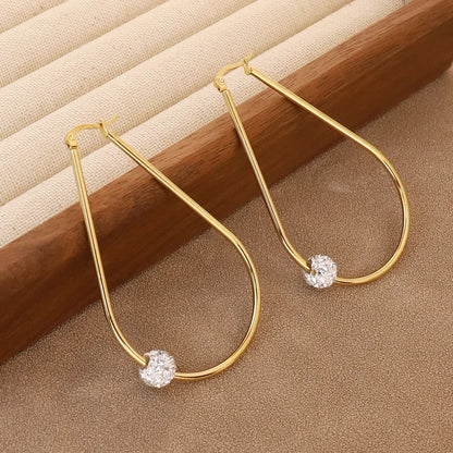 1 Pair Simple Style Water Droplets Heart Shape Flower 304 Stainless Steel 18K Gold Plated Earrings