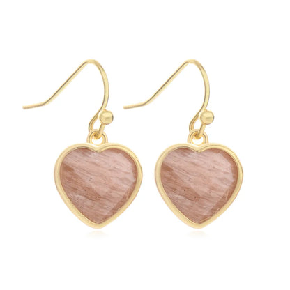 1 Piece and 1 Pack Cute Modern Style Shiny Heart Shape natural stone Copper Drop Earrings