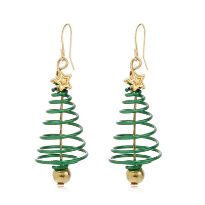 1 Pair Christmas Fashion Christmas Tree Bell Snowman Alloy Drop Earrings