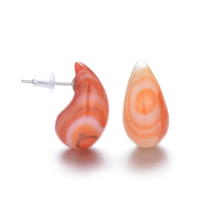 1 Pair Exaggerated Novelty Streetwear Water Droplets natural stone Gem Agate Ear Studs