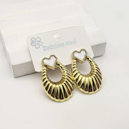 1 Pair Classical Commute Paisley Heart Shape 304 Stainless Steel 18K Gold Plated Butterfly Backs Ear Studs
