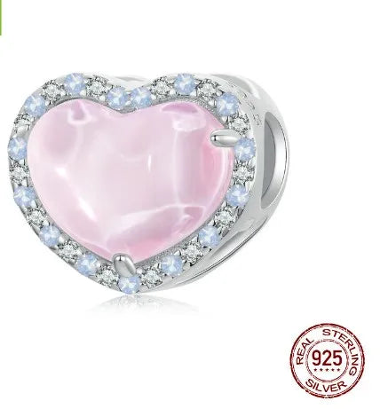 1 Piece 12 * 14mm Hole 4~4.9mm 925 Sterling Silver Zircon White Gold Plated Bear Heart Shape Polished Pendant Beads Jewelry Accessories