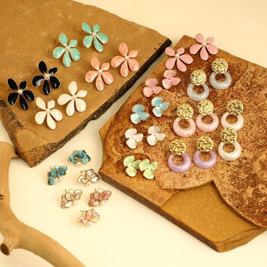 1 Pair IG Style Elegant Cute Round Flower Bow Knot 304 Stainless Steel Ear Studs