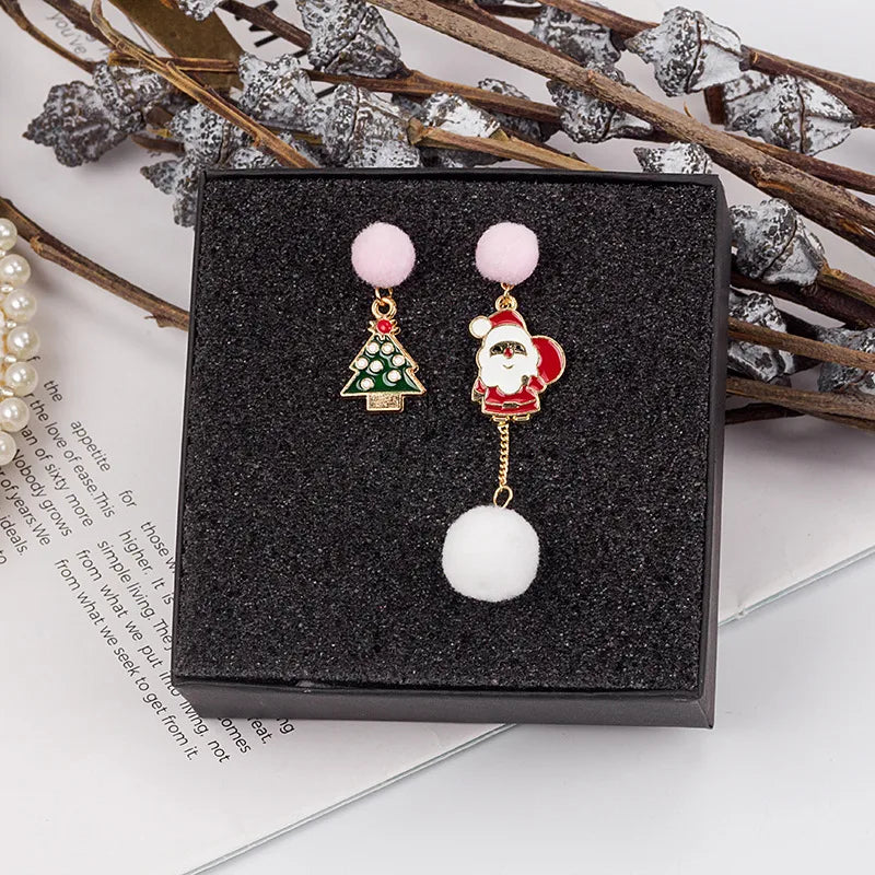 1 Pair Christmas Cute Streetwear Christmas Tree Santa Claus Star Plating Alloy Drop Earrings
