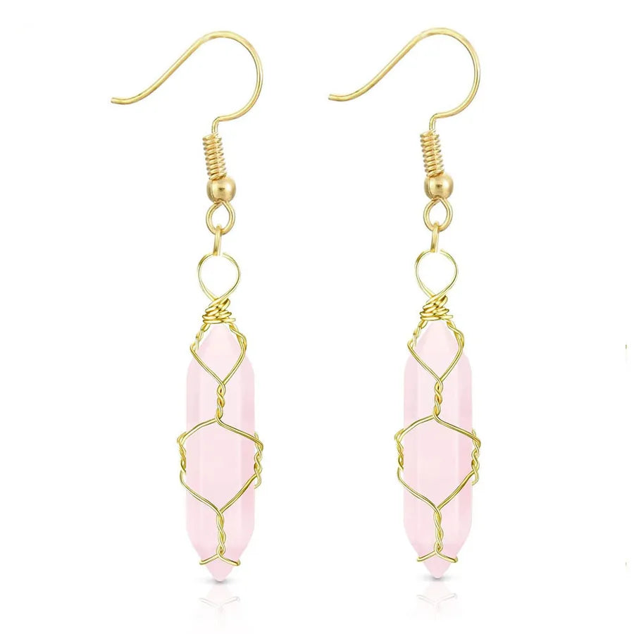 1 Pair Casual Simple Style Geometric natural stone Crystal Iron Drop Earrings