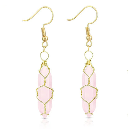 1 Pair Casual Simple Style Geometric natural stone Crystal Iron Drop Earrings
