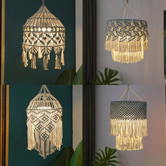 New Bohemian Lighting Cotton Rope Hand-woven Lampshade Home Homestay Hotel Personality Creative Chandelier Decoration