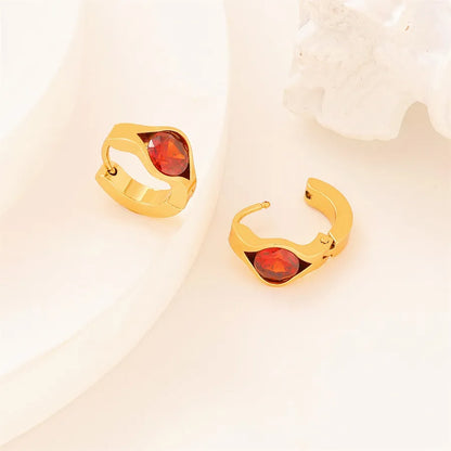 1 Pair Elegant Shiny Solid Color 304 Stainless Steel Earrings