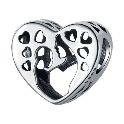1 Piece 23*14mm 925 Sterling Silver Letter Heart Shape Pendant Beads Jewelry Accessories