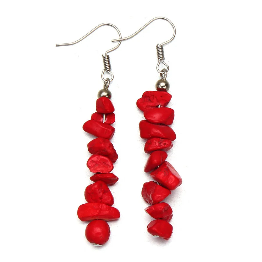 1 pair retro irregular plating natural stone drop earrings