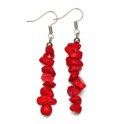 1 pair retro irregular plating natural stone drop earrings