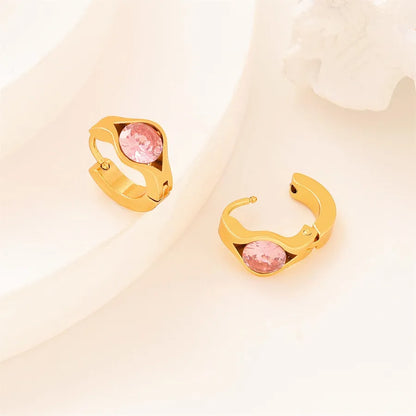 1 Pair Elegant Shiny Solid Color 304 Stainless Steel Earrings