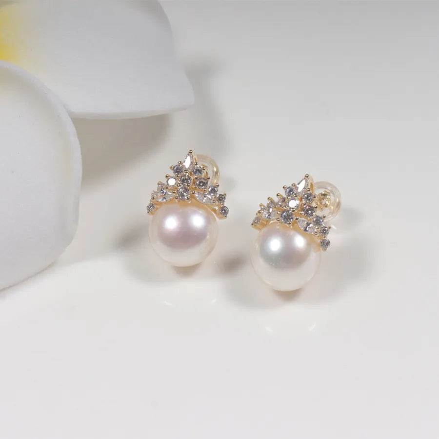 1 Pair 925 Sterling Silver Freshwater Pearl Freshwater Pearl Solid Color Ear Studs