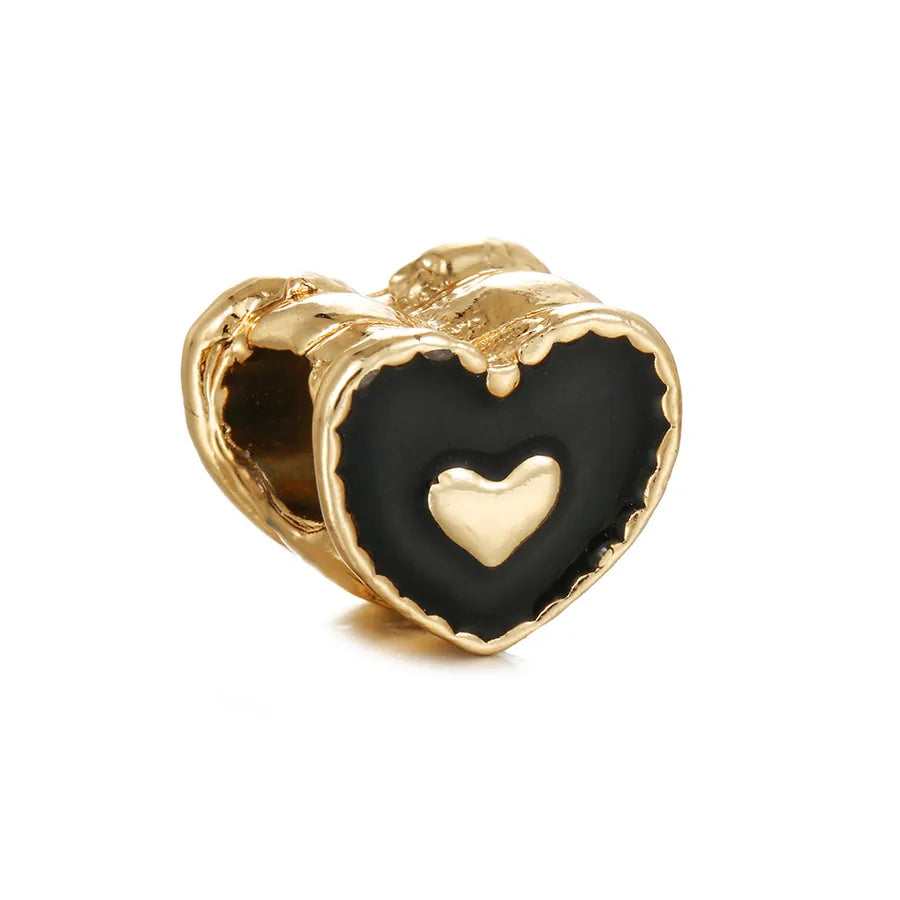 1 Piece 0.93*0.96cm Hole 5~5.9mm Alloy Heart Shape Beads