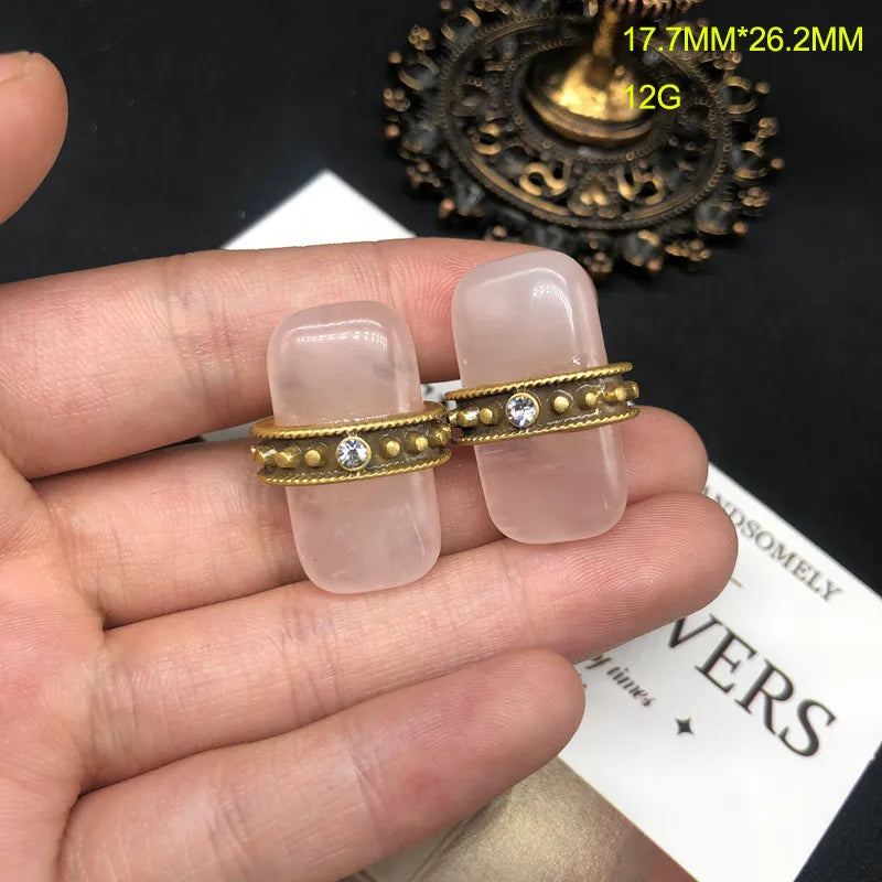 1 Pair Elegant Vintage Style Classic Style Geometry Stone Copper Ear Studs