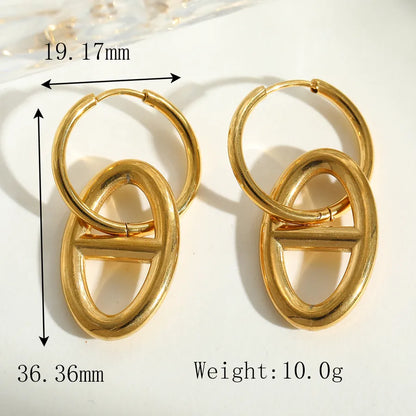 1 Pair Elegant Simple Style Artistic Geometric Plating 304 Stainless Steel 18K Gold Plated Earrings