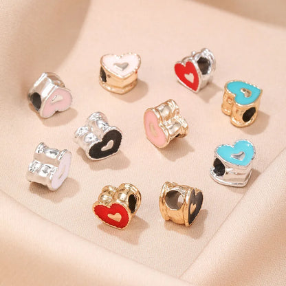 1 Piece 0.93*0.96cm Hole 5~5.9mm Alloy Heart Shape Beads