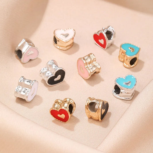 1 Piece 0.93*0.96cm Hole 5~5.9mm Alloy Heart Shape Beads