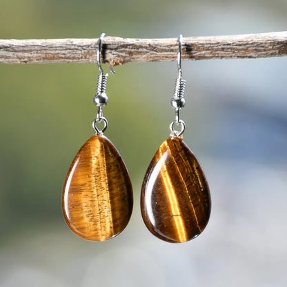 1 Pair Vintage Style Simple Style Water Droplets Alloy natural stone Drop Earrings