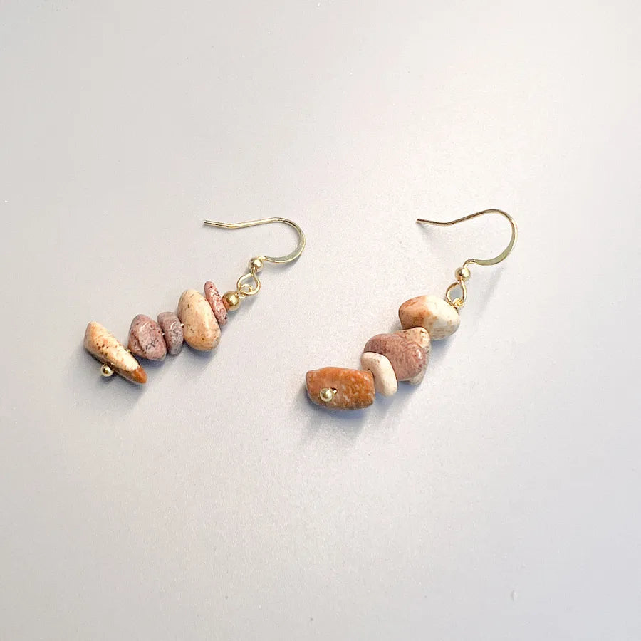 1 pair bohemian irregular geometric stainless steel natural stone drop earrings