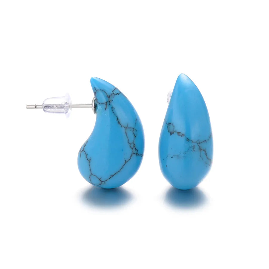 1 Pair Exaggerated Novelty Streetwear Water Droplets natural stone Gem Agate Ear Studs