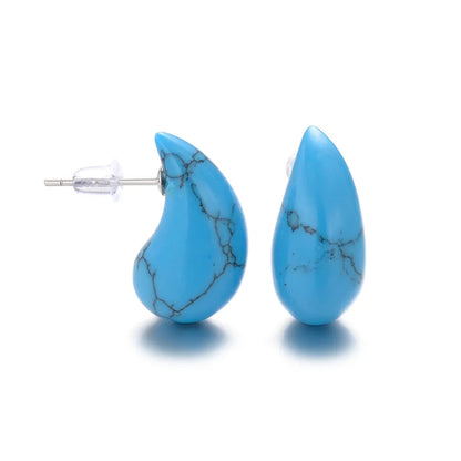 1 Pair Exaggerated Novelty Streetwear Water Droplets natural stone Gem Agate Ear Studs